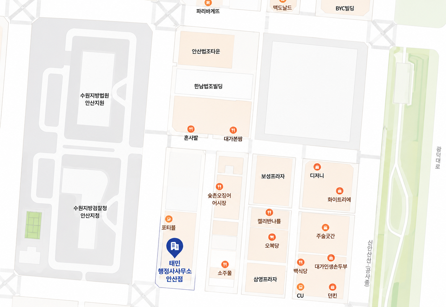 경기도 안산시 단원구 광덕서로 62, 602호 약도
